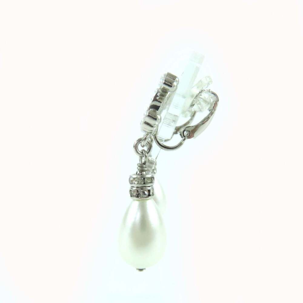 CHANEL Silver Pearl Logo Earrings - Picture 3 of 7